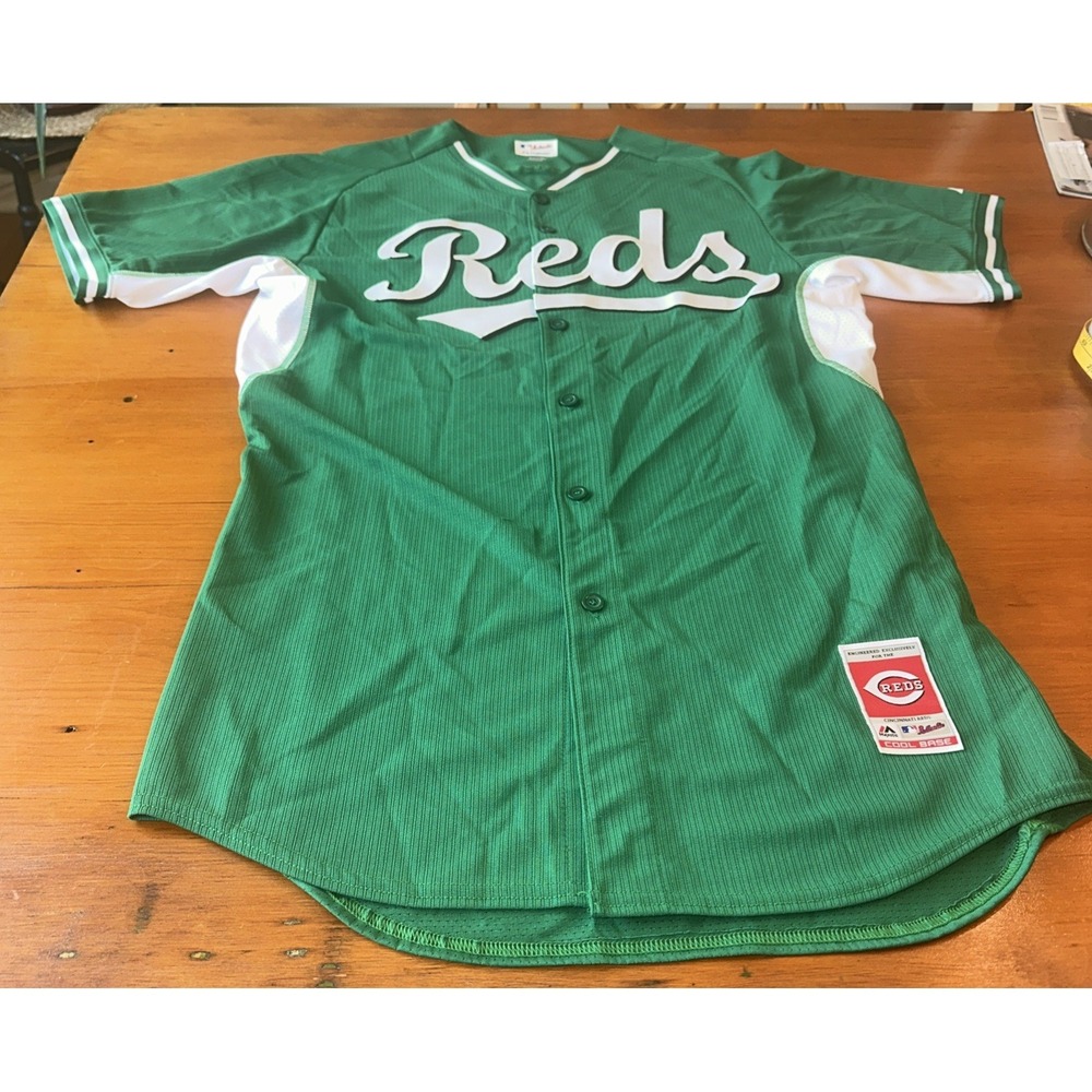 Cincinnati Reds St Patrick's Day 44 Authentic Majestic MLB Baseball Green Jersey